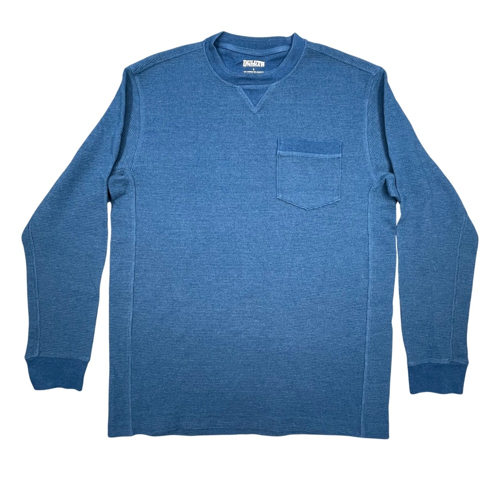 Duluth Trading Co Blue Waffle Knit Pocket Thermal Shirt Mens Size Large